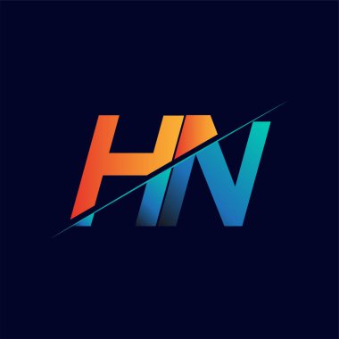 HN ilk logo şirketi adı mavi ve turuncu, basit ve modern logo tasarımı.