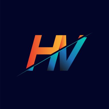 HV ilk logo şirketi adı mavi ve turuncu, Basit ve Modern Logo Tasarımı.