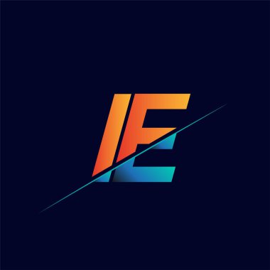 IE ilk logo şirketi adı mavi ve turuncu, Basit ve Modern Logo Tasarımı.
