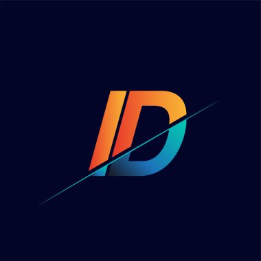 Kimlik başlangıç logosu adı mavi ve turuncu, Basit ve Modern Logo Tasarımı.