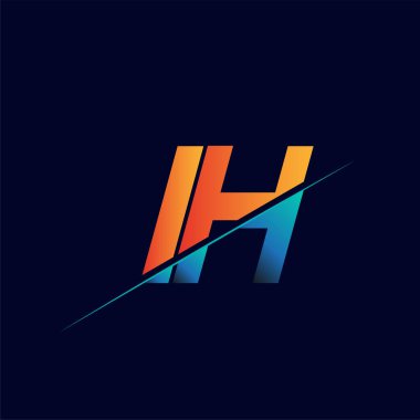 IH ilk logo şirketi adı mavi ve turuncu, Basit ve Modern Logo Tasarımı.
