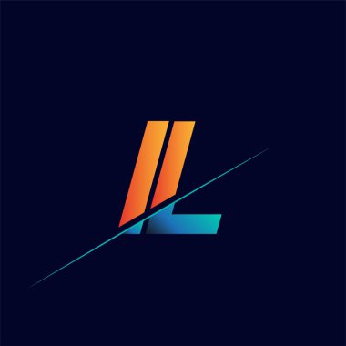 IL ilk logo şirketi adı mavi ve turuncu, Basit ve Modern Logo Tasarımı.
