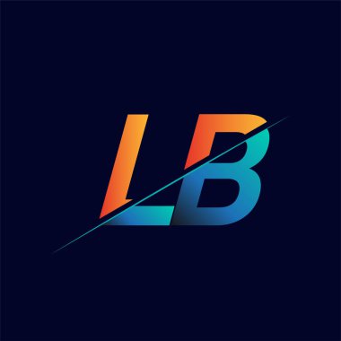 LB ilk logo şirketi adı mavi ve turuncu, Basit ve Modern Logo Tasarımı.