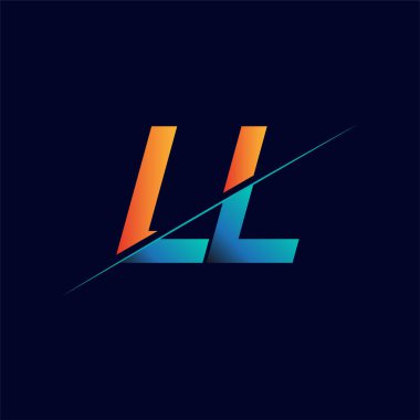 LL ilk logo şirketi adı mavi ve turuncu, Basit ve Modern Logo Tasarımı.