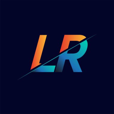 LR ilk logo şirketi adı mavi ve turuncu, Basit ve Modern Logo Tasarımı.