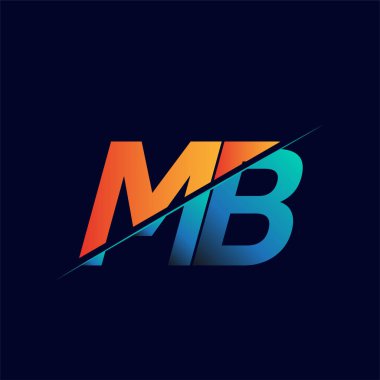 MB ilk logo şirketi adı mavi ve turuncu, Basit ve Modern Logo Tasarımı.