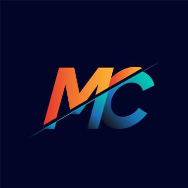 MC ilk logo şirketi adı mavi ve turuncu, Basit ve Modern Logo Tasarımı.