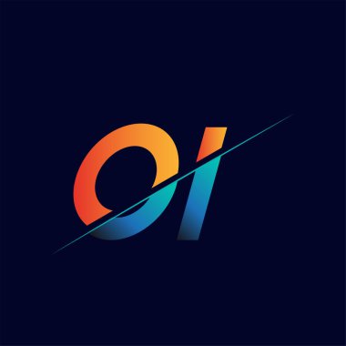 OI ilk logo şirketi adı mavi ve turuncu, Basit ve Modern Logo Tasarımı.
