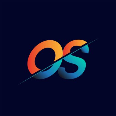 OS ilk logo şirketi adı mavi ve turuncu, Basit ve Modern Logo Tasarımı.