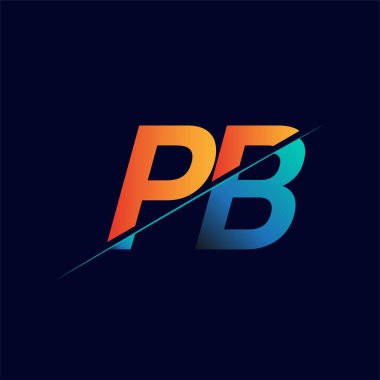PB ilk logo şirketi adı mavi ve turuncu, Basit ve Modern Logo Tasarımı.