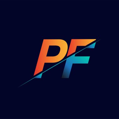 PF ilk logo şirketi adı mavi ve turuncu, Basit ve Modern Logo Tasarımı.