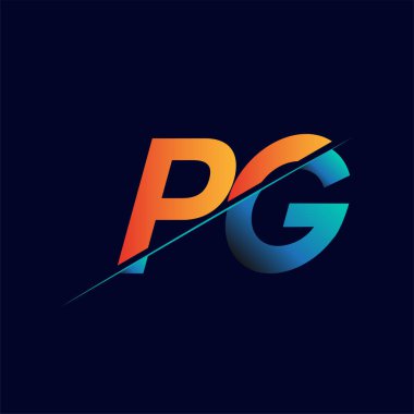 PG ilk logo şirketi adı mavi ve turuncu, Basit ve Modern Logo Tasarımı.