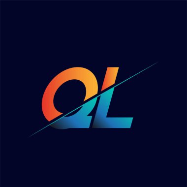 QL ilk logo şirketi adı mavi ve turuncu, Basit ve Modern Logo Tasarımı.