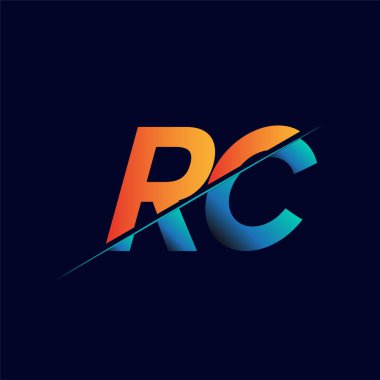 RC ilk logo şirketi adı mavi ve turuncu, Basit ve Modern Logo Tasarımı.