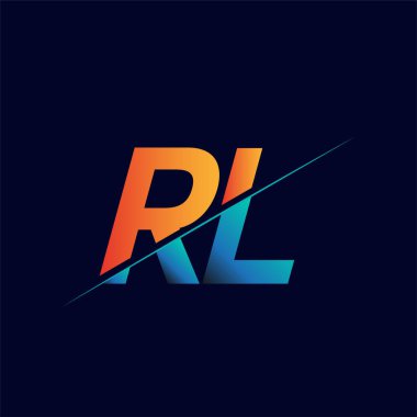 RL ilk logo şirketi adı mavi ve turuncu, Basit ve Modern Logo Tasarımı.