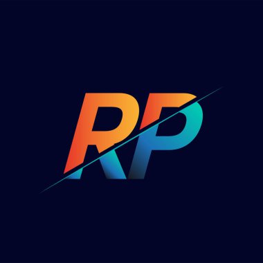 RP ilk logo şirketi adı mavi ve turuncu, Basit ve Modern Logo Tasarımı.