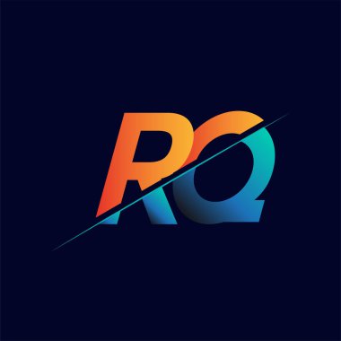 RQ ilk logo şirketi adı mavi ve turuncu, Basit ve Modern Logo Tasarımı.
