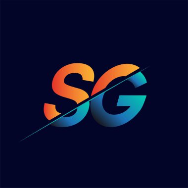 SG ilk logo şirketi adı mavi ve turuncu, Basit ve Modern Logo Tasarımı.