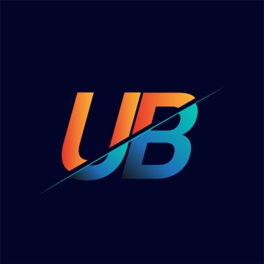UB ilk logo şirketi adı mavi ve turuncu, Basit ve Modern Logo Tasarımı.