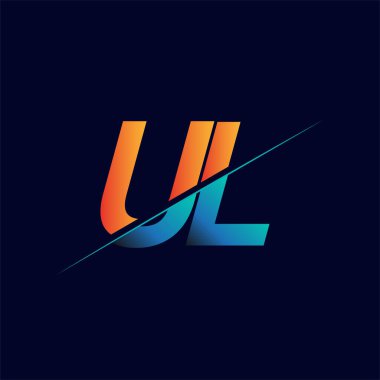 UL ilk logo şirketi adı mavi ve turuncu, Basit ve Modern Logo Tasarımı.