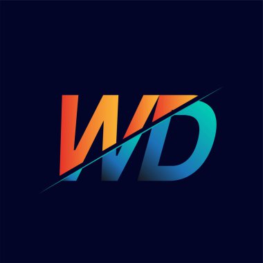 WD ilk logo şirketi adı mavi ve turuncu, Basit ve Modern Logo Tasarımı.