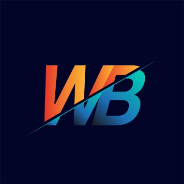 WB ilk logo şirketi adı mavi ve turuncu, Basit ve Modern Logo Tasarımı.