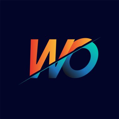 İlk logo şirketi adı mavi ve turuncu, Basit ve Modern Logo Tasarımı.