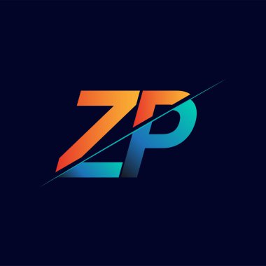 ZP ilk logo şirketi adı mavi ve turuncu, Basit ve Modern Logo Tasarımı.
