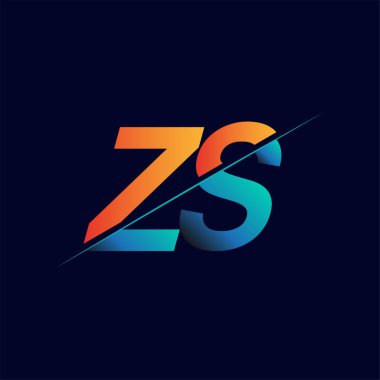Z S ilk logo şirketi adı mavi ve turuncu, Basit ve Modern Logo Tasarımı.