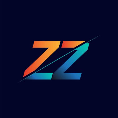 ZZ ilk logo şirketi adı mavi ve turuncu, Basit ve Modern Logo Tasarımı.