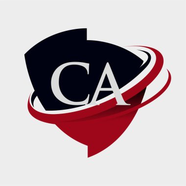İlk harf CA logotype şirketi adı kırmızı ve siyah simge tasarımı. beyaz arkaplanda izole.