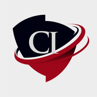 İlk harf CI logotype şirket adı kırmızı ve siyah simge tasarımı. beyaz arkaplanda izole.