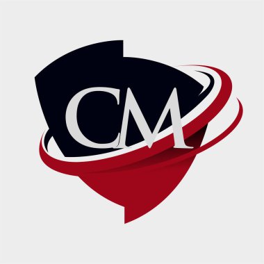 İlk harf CM logotype şirket adı kırmızı ve siyah simge tasarımı. beyaz arkaplanda izole.