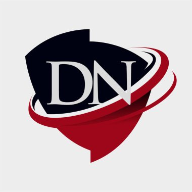 İlk harf DN logotype şirket adı kırmızı ve siyah simge tasarımı. beyaz arkaplanda izole.