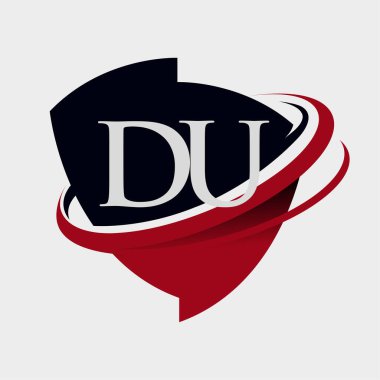 İlk harf DU logotype şirket adı kırmızı ve siyah simge tasarımı. beyaz arkaplanda izole.