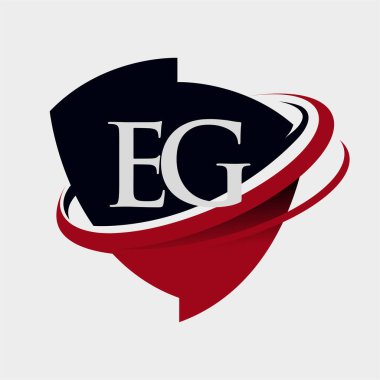 İlk harf EG logotype şirketi adı kırmızı ve siyah simge tasarımı. beyaz arkaplanda izole.