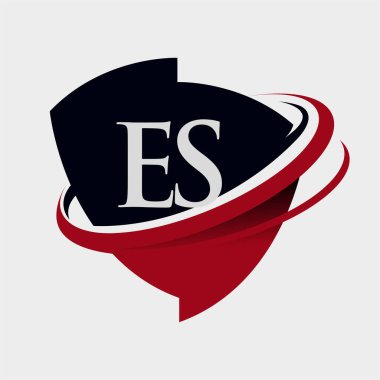 İlk harf ES logotype şirketi adı kırmızı ve siyah simge tasarımı. beyaz arkaplanda izole.