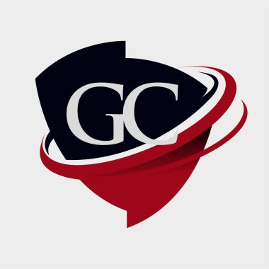 İlk harf GC logotype şirket adı kırmızı ve siyah simge tasarımı. beyaz arkaplanda izole.