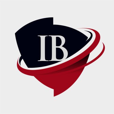 İlk harf IB logotype şirket adı kırmızı ve siyah simge tasarımı. beyaz arkaplanda izole.