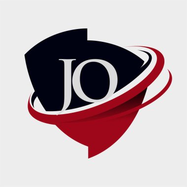 İlk harf JO logotype şirket adı kırmızı ve siyah simge tasarımı. beyaz arkaplanda izole.