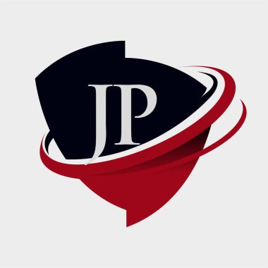 İlk harf JP logotype şirket adı kırmızı ve siyah simge tasarımı. beyaz arkaplanda izole.
