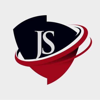 İlk harf JS logotype şirket adı kırmızı ve siyah simge tasarımı. beyaz arkaplanda izole.