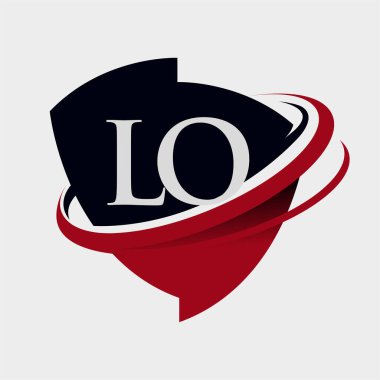 İlk harf LO logotype şirket adı kırmızı ve siyah simge tasarımı. beyaz arkaplanda izole.