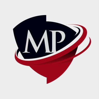 İlk harf MP logotype şirket adı kırmızı ve siyah simge tasarımı. beyaz arkaplanda izole.