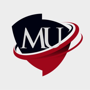 İlk harf MU logotype şirketi adı kırmızı ve siyah simge tasarımı. beyaz arkaplanda izole.