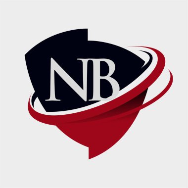 İlk harf NB logotype şirket adı kırmızı ve siyah simge tasarımı. beyaz arkaplanda izole.
