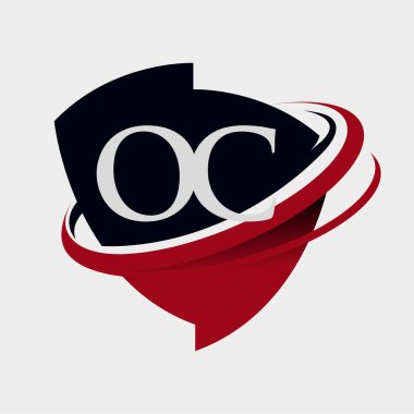 İlk harf OC logotype şirketi adı kırmızı ve siyah simge tasarımı. beyaz arkaplanda izole.