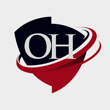 İlk harf OH logotype şirketi adı kırmızı ve siyah simge tasarımı. beyaz arkaplanda izole.