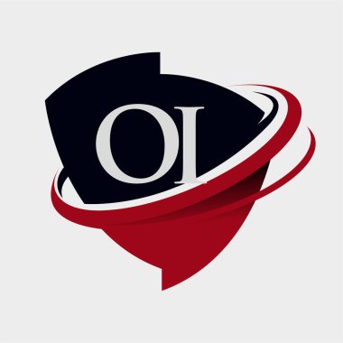 İlk harf OI logotype şirketi adı kırmızı ve siyah simge tasarımı. beyaz arkaplanda izole.