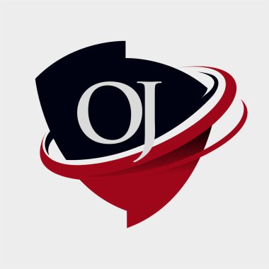 İlk harf OJ logotype şirketi adı kırmızı ve siyah simge tasarımı. beyaz arkaplanda izole.